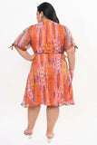 Women's Plus Size Abstract Printed Wrap Style Dress