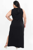 Women's Plus Size Black Hooded Long Dress