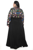 Women's Full Embroidered Net Yoke Maxi Dress With Thl Flares And Side Georgette Panels