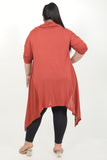 Women'S Loose Rose Dust Asymmetrical Knited Tunic Included Pockets