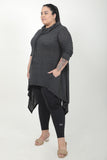 Women'S Loose Sand Asymmetrical Knited Tunic Included Pockets