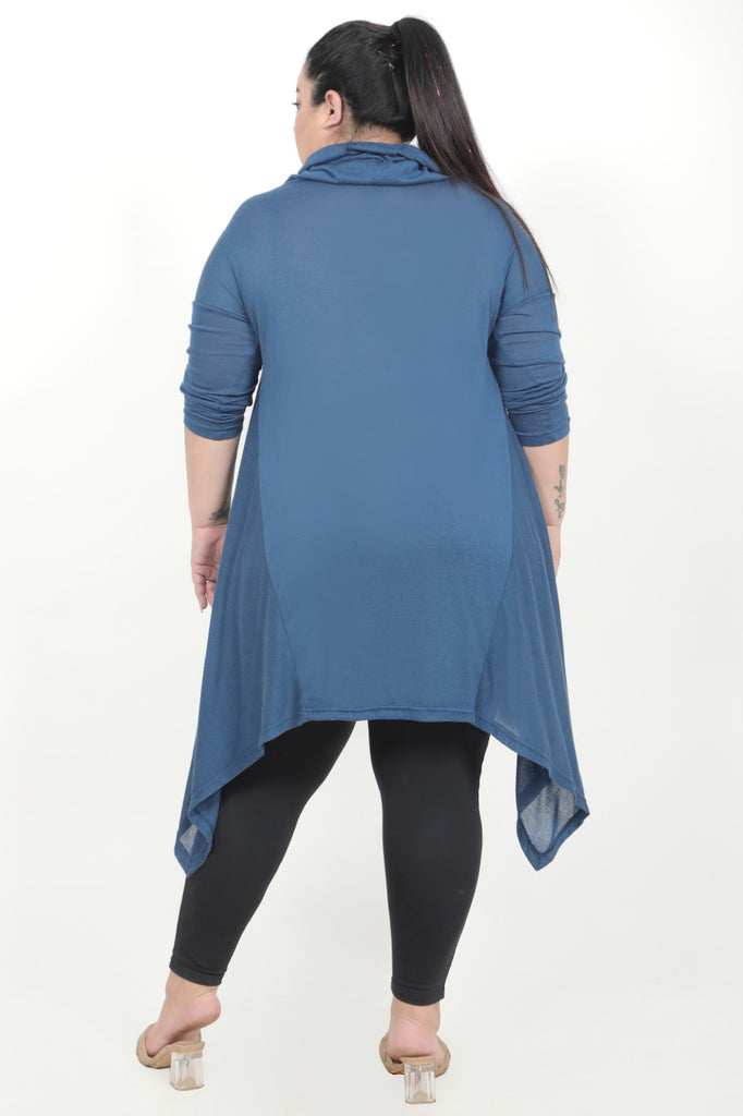 Women'S Loose Navy Asymmetrical Knited Tunic Included