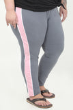 Comfortable Stretchy Soft Grey Multi Stripe Paneled Track Pants