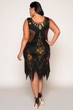 Vintage Flapper Hand Embroidered With Tassels 1920's Plus Size Dress