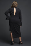 Flap Viscose Dress with Flairy Sleeves