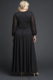 Maxi Shimmer Embroidered Waist Accent Lycra Dress