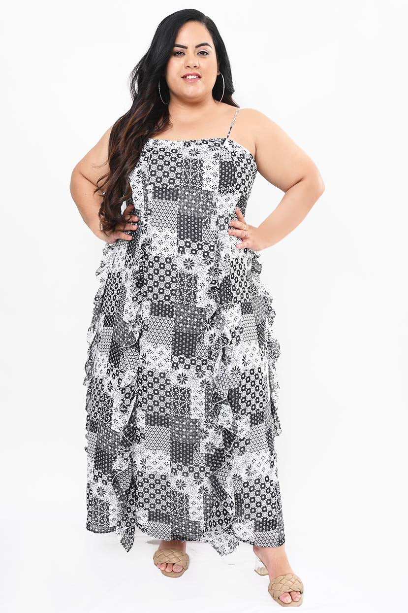 Gorgeous White Abstract Printed Long Dress