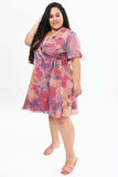 Women's Plus Size Multi-Floral Printed Wrap Style Dress