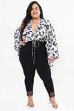 Women's Plus Size Baggy Style Contrasted Printed Body Suit