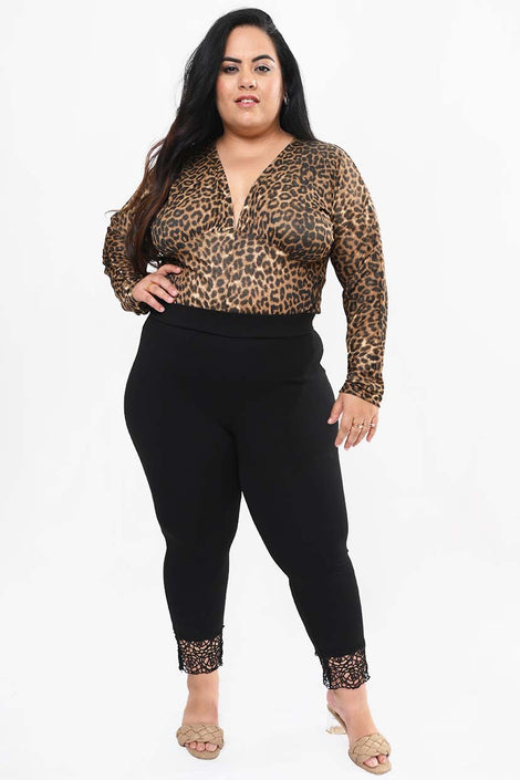 Women's Plus Size Classy Tiger Printed Body Suit