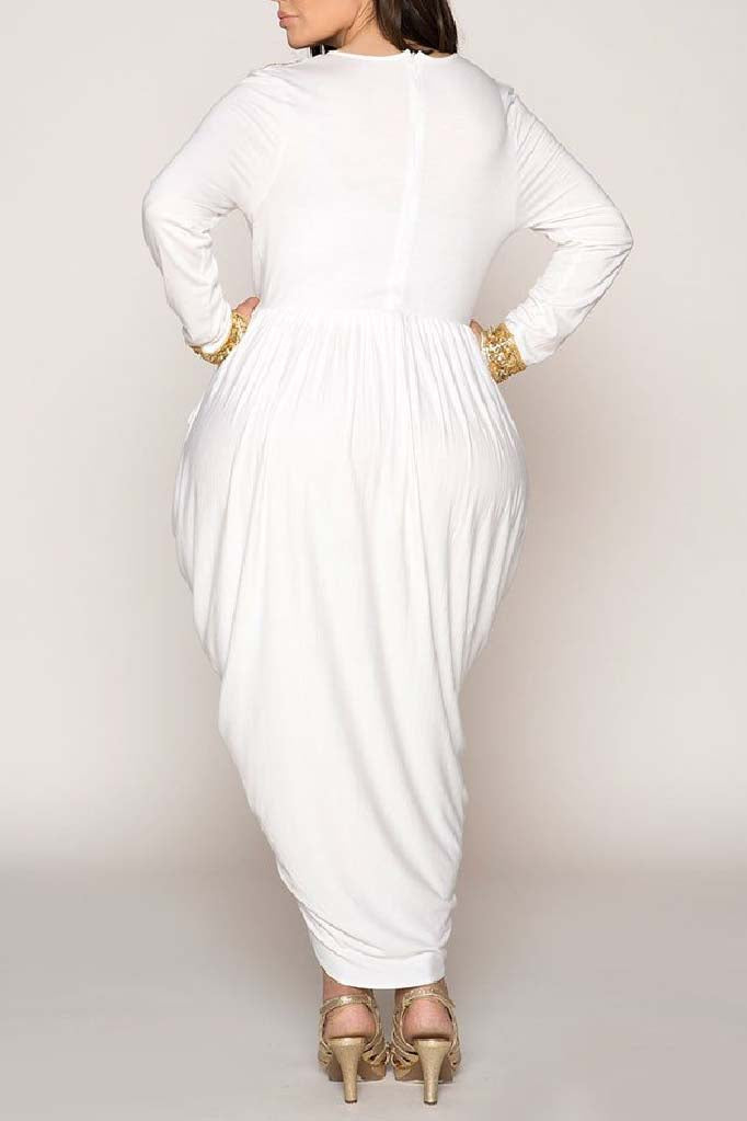 Hourglass Ivory Egyptian Harem Wrap Over Embellished Dress