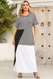 Women's Chic White Stripe Printed Dress *Size Up*