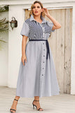 Women Chic Stripe Printed Dress - *Size Up*
