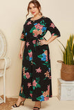 Women's Chic Black Floral Printed Dress *Size Up*