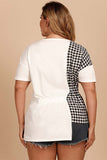 Women's Chic White Printed Check T-Shirt *Size Up*