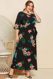 Women's Chic Black Floral Printed Dress *Size Up*