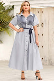Women Chic Stripe Printed Dress - *Size Up*