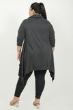 Women'S Loose Dark Grey Asymmetrical Knited Tunic Included Pockets