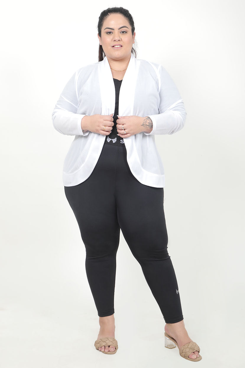 Women's White Plus Size Loose Jacket – CurveGirl