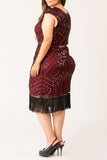 Maroon Dazzle Sequined Flapper Dress
