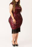 Maroon Dazzle Sequined Flapper Dress
