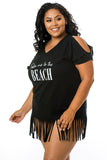 Take Me to the Beach Fringe Cover Up-Black